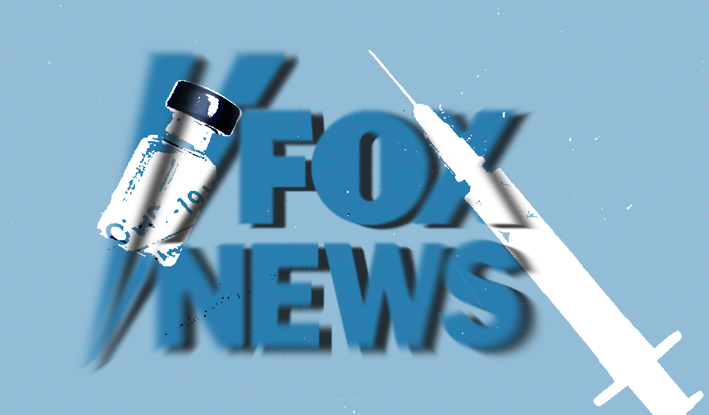 Fox news logo with a syringe