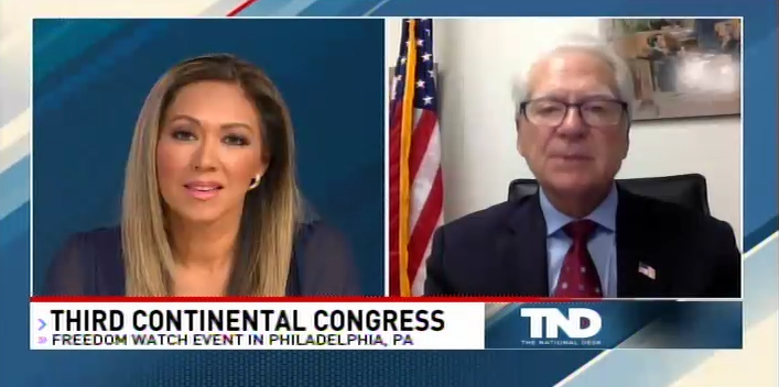 Sinclair Broadcast Group anchor Jan Jeffcoat interviewing Larry Klayman