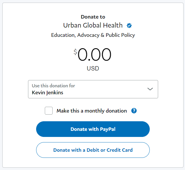PayPal donation page for UGHA