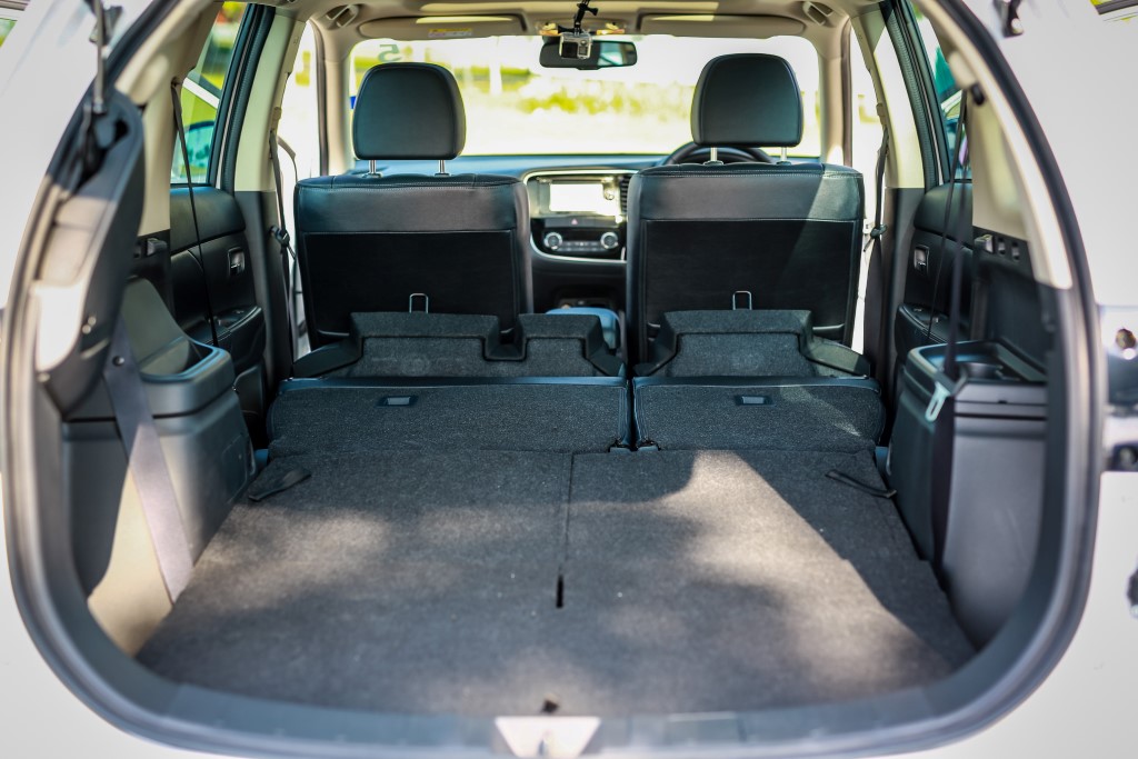 The Outlander leads with 1,608 litres of rear cargo space.
