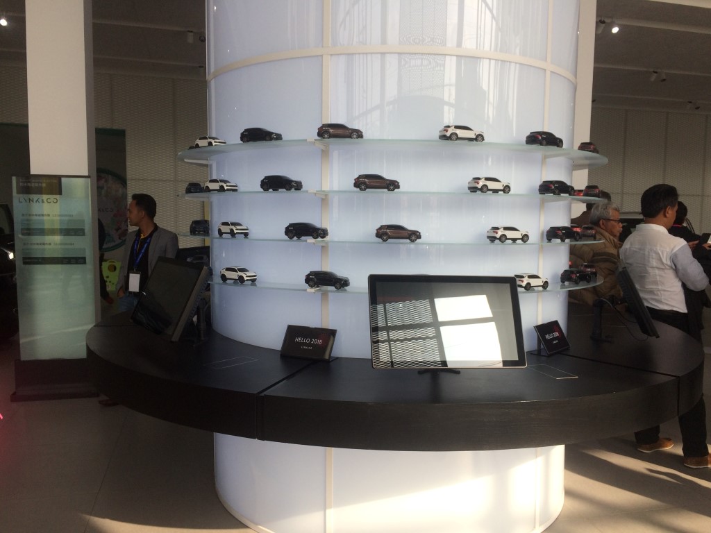 Lynk&Co lobby area where it showcases its car miniatures (Custom)