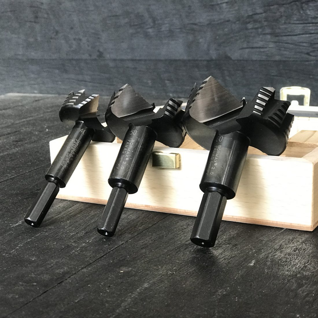 Bormax Forstner Bit Set 40, 50, 60 mm Dubbeld Wood Tools