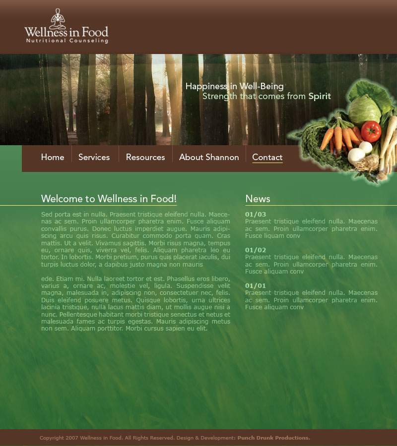 wellness in food website design