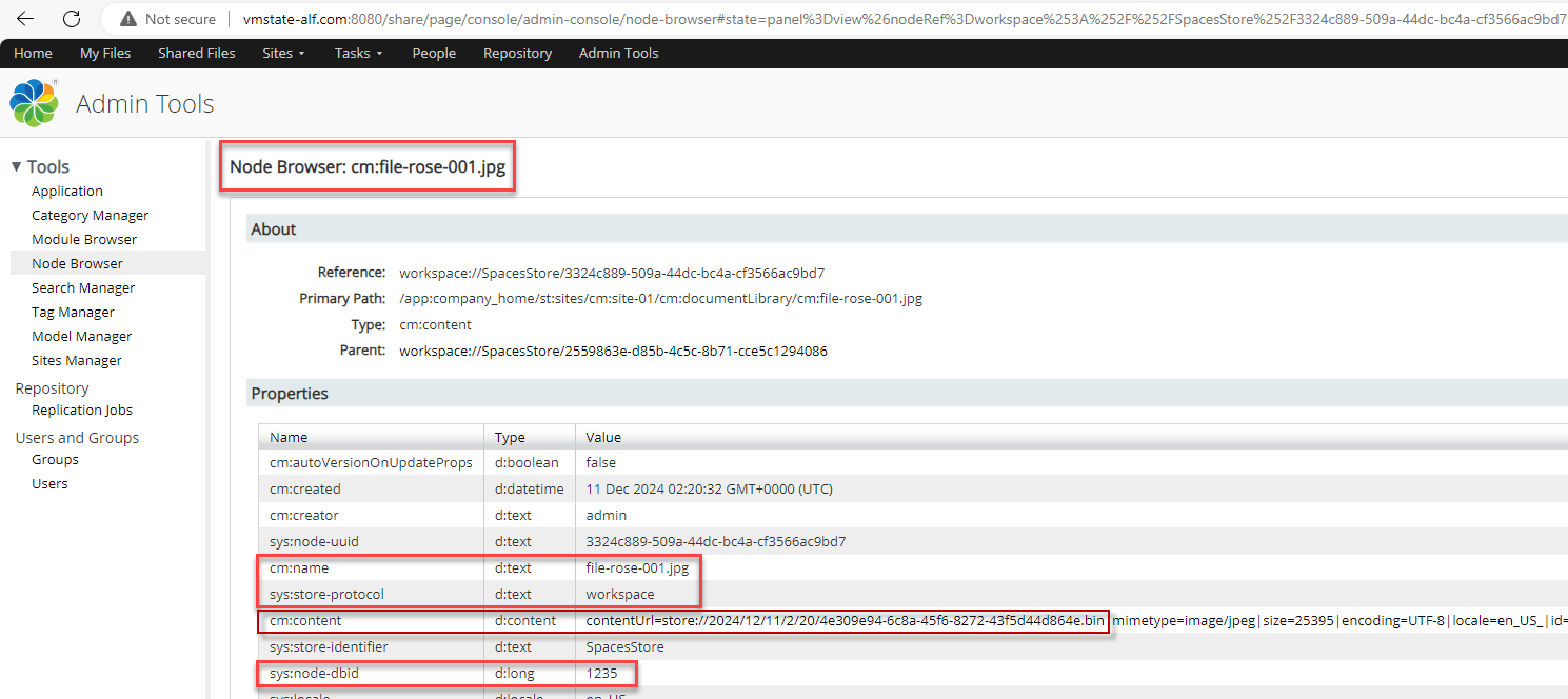 alfresco document life cycle node browser