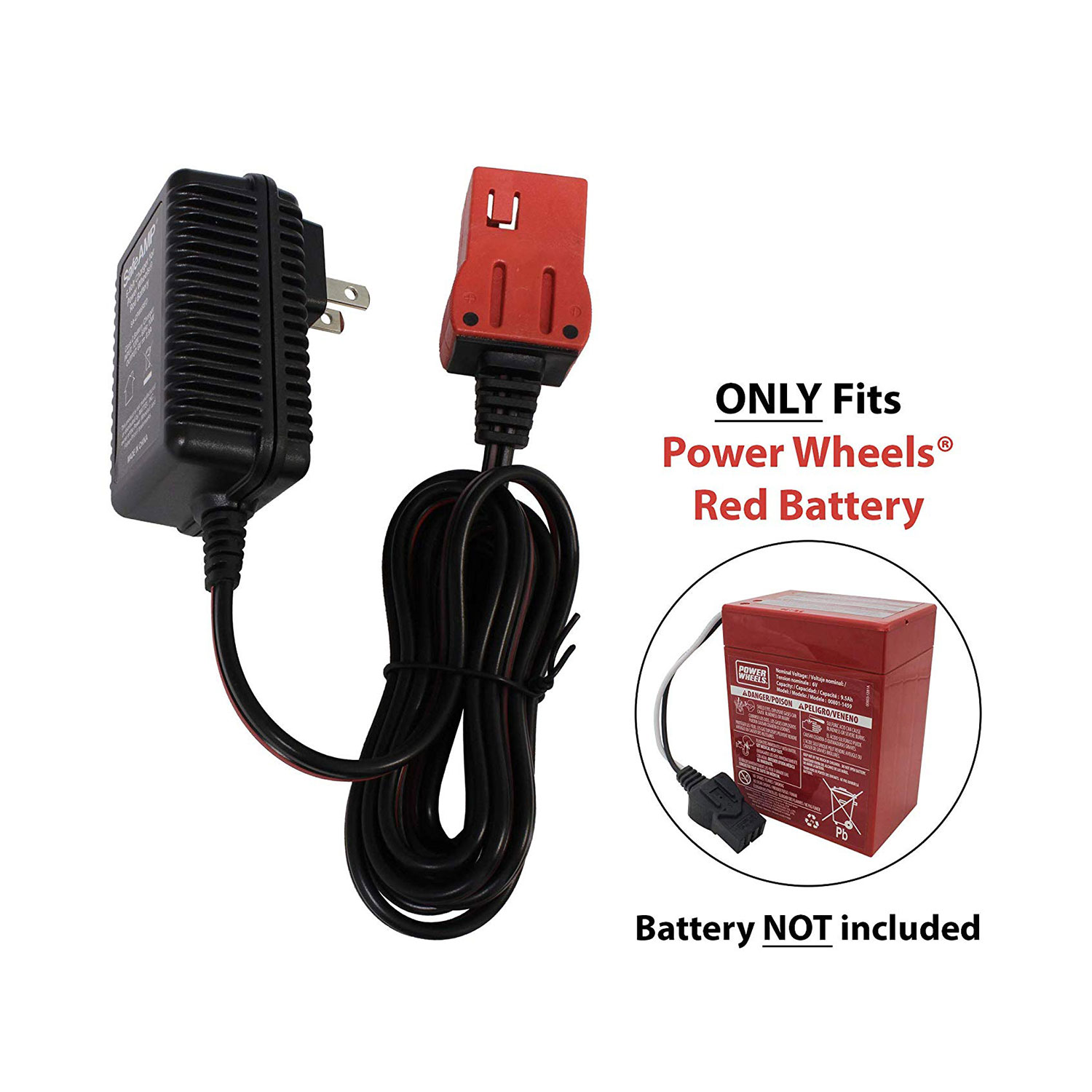 SafeAmp Replacement 6-Volt Charger for Fisher-Price Power Wheels Red Battery Models 00801-0712, 0801-0051, 78660-85650, 74522