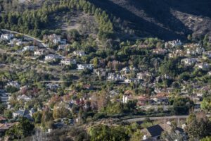 Over head view of housing development in Calavasas