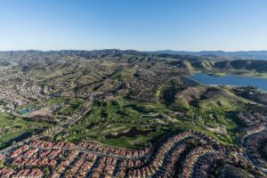 Drone view of housing developments of Simi Valley