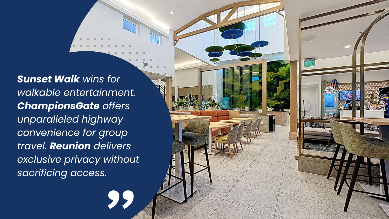 Sunset Walk vs. ChampionsGate vs. Reunion