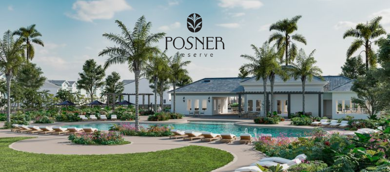 Rendering of the new Posner Reserve Clubhouse amenities with resort pool and lazy river.