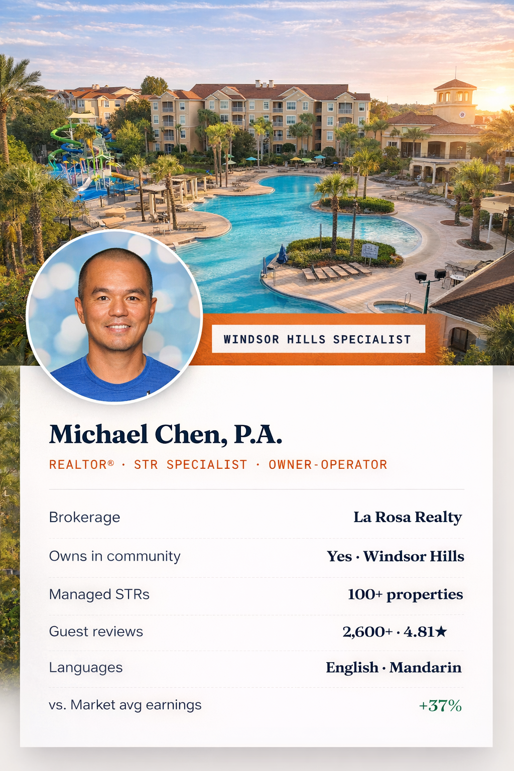 Mike Chen Your Windsor Hills Resort vacation home specialist.