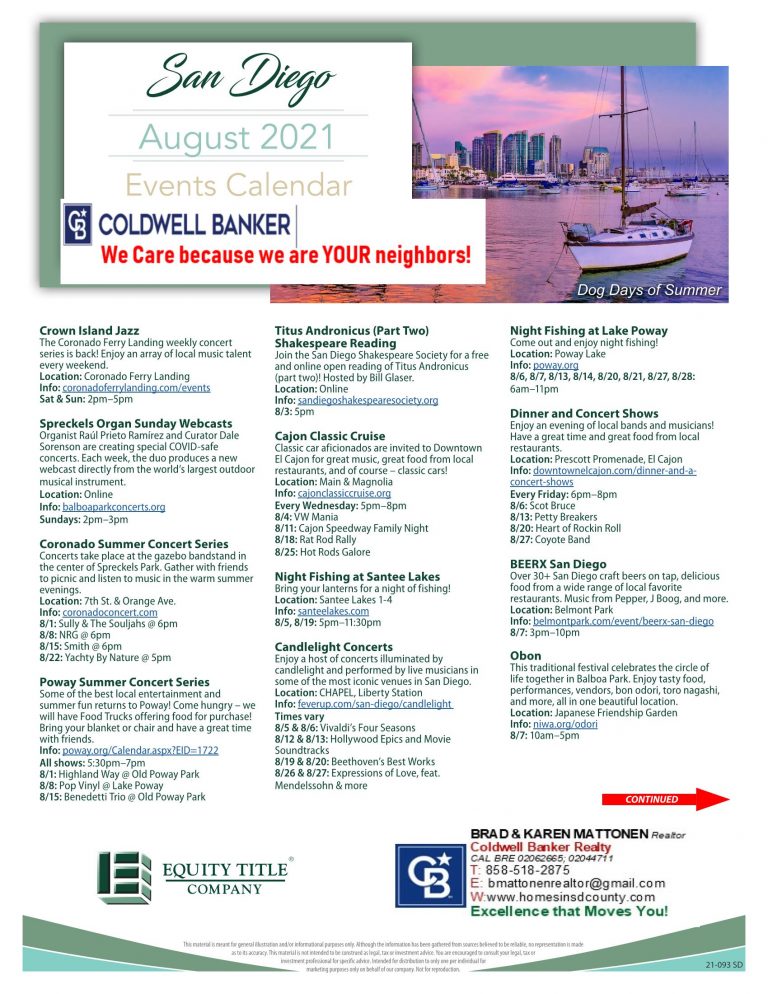 San Diego August Events