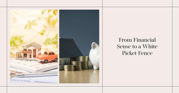 Piggy bank on a white picket fence representing saving money for a down payment on a home.