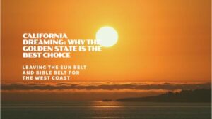 A balanced view of California's advantages over Sun Belt states with icons for housing, insurance, wages, and cost of living factors