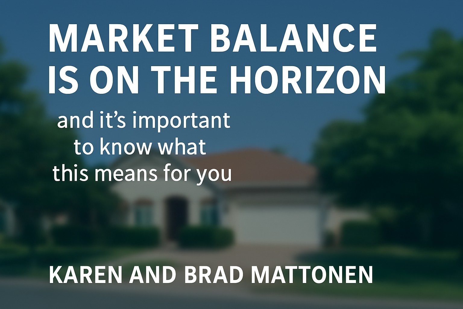 🚨 Sellers, beware! Market Balance on the Horizon 🚨