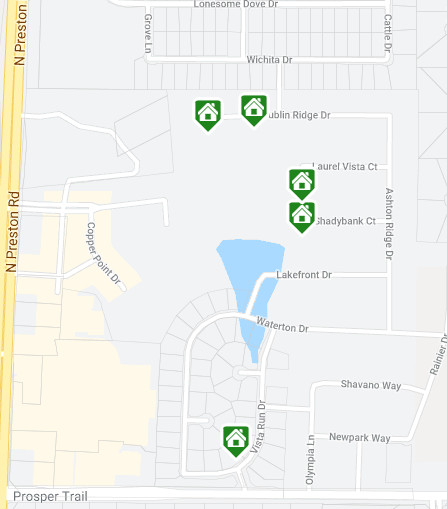 Prosper Lake on Preston Map