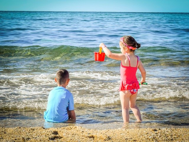 Kids playing on the beach