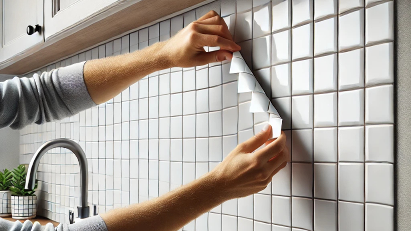 DIY peel and stick backsplash