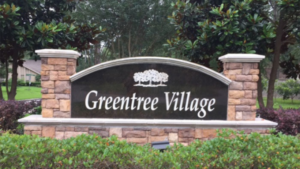 Entrance Sign for Greentree Village in Kingwood, Texas