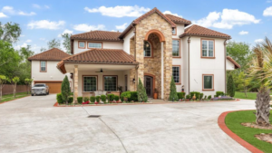 Large two-story Mediterranean-style home in Pearland, Texas