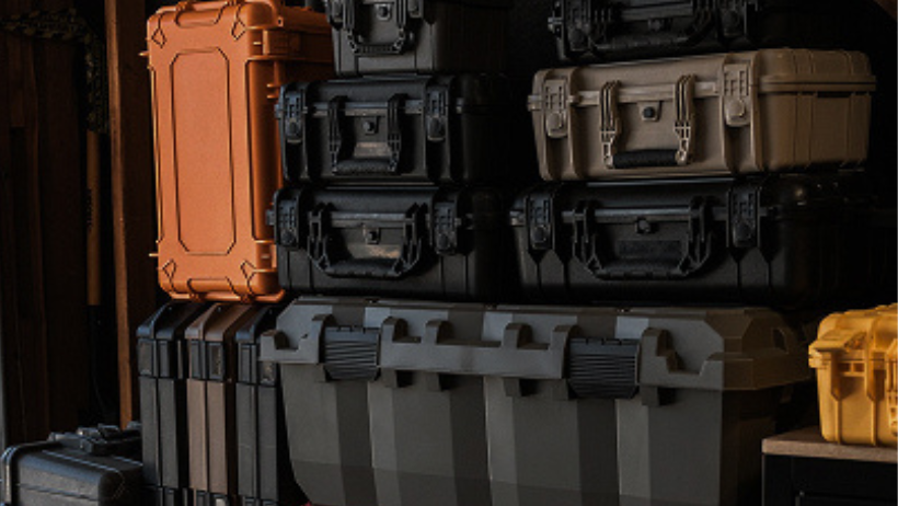 Stacked rugged hard-shell equipment cases