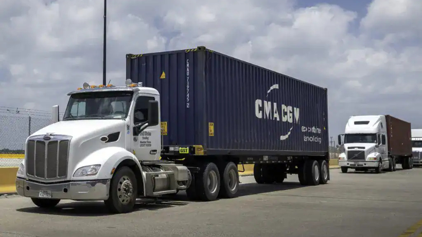 Heavy-haul semi-trucks on highway