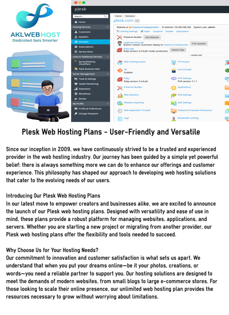 Plesk Web Hosting Plans-AKLWEB HOST LLC