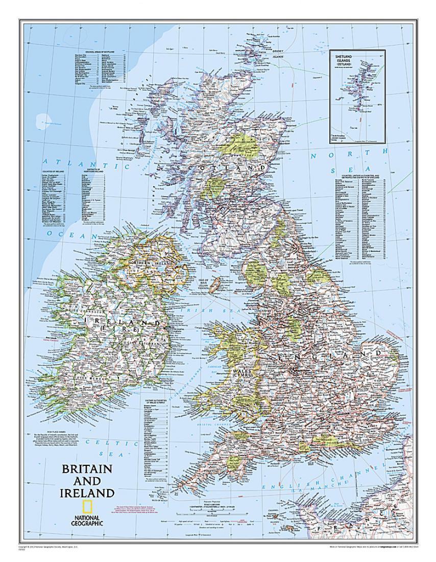 Britain and Ireland Classic Wall Map - Laminated (23.5 x 30.25 inches