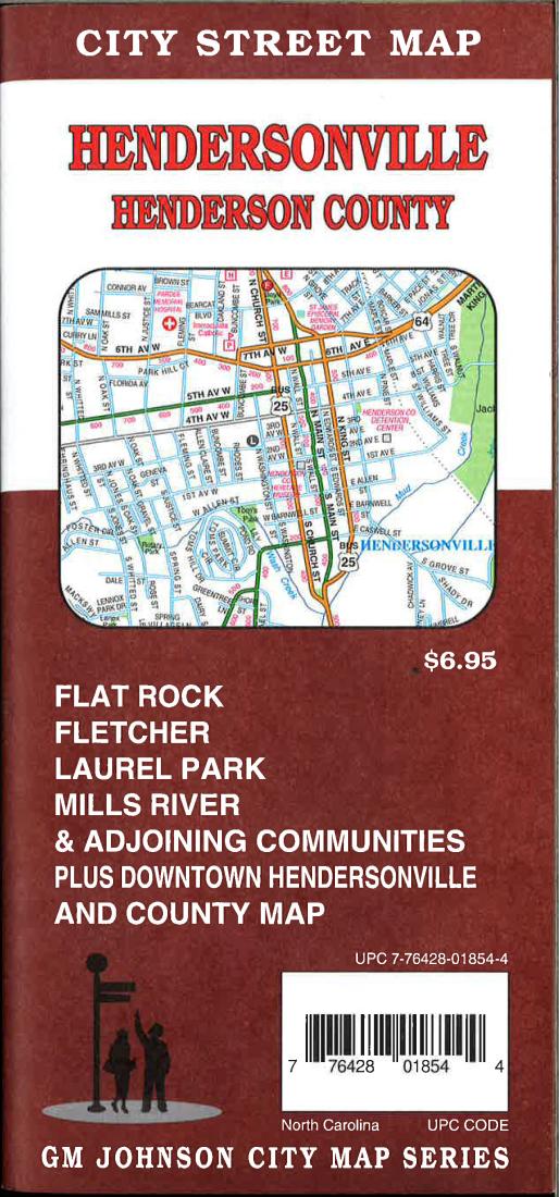 Hendersonville, Henderson County, North Carolina Street Map by GM Johnson