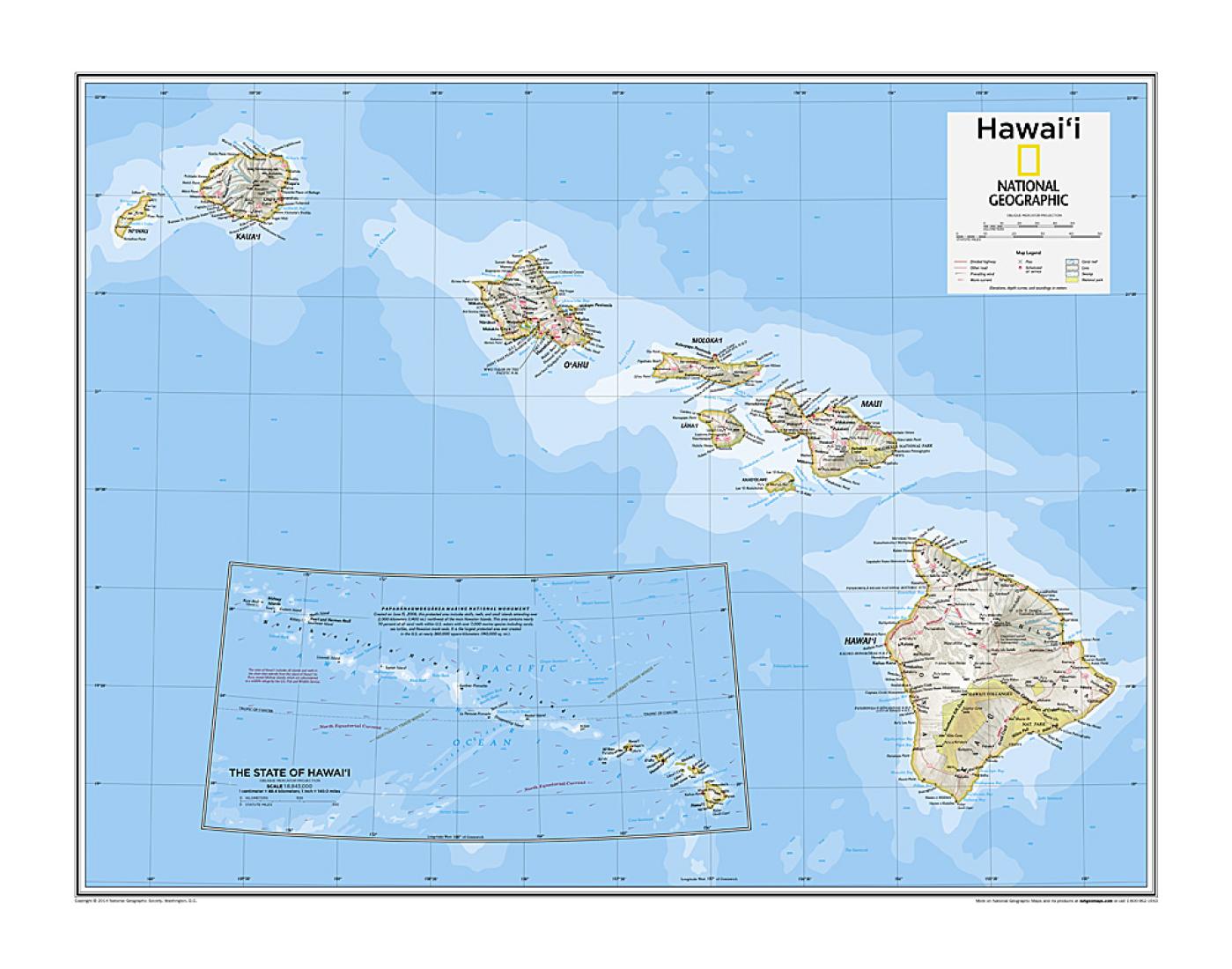 Hawai'i Map from National Geographic Atlas of the World 10th Edition