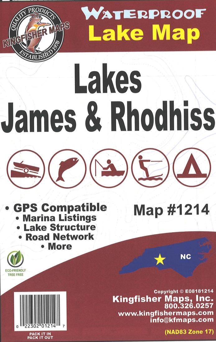 James/Rhodhiss Waterproof Lake Map by Kingfisher Maps, Inc.