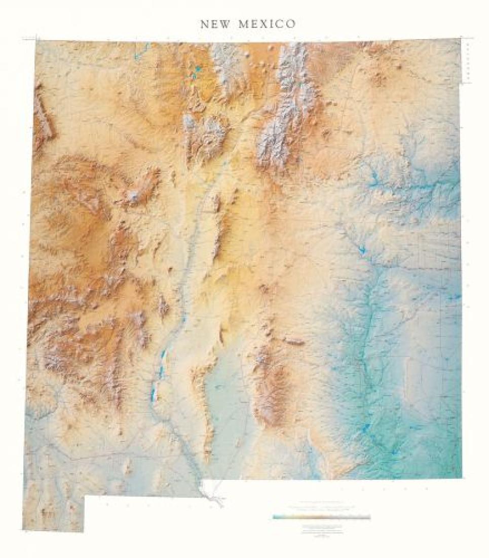 New Mexico, Physical Wall Map by Raven Maps