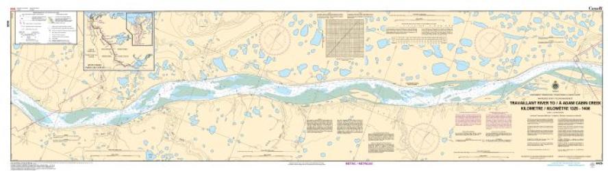 TRAVAILLANT RIVER TO/A ADAM CABIN CREEK KILOMETRE 1325 / KILOMETRE 1400 (6425) by Canadian Hydrographic Service