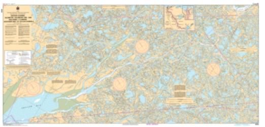 NAPOIAK CHANNEL, INCLUDING / Y COMPRIS SCHOONER AND/ET TAYLOR CHANNELS KILOMETRE/KILOMETRE 1590 - 1650 (6436) by Canadian Hydrographic Service