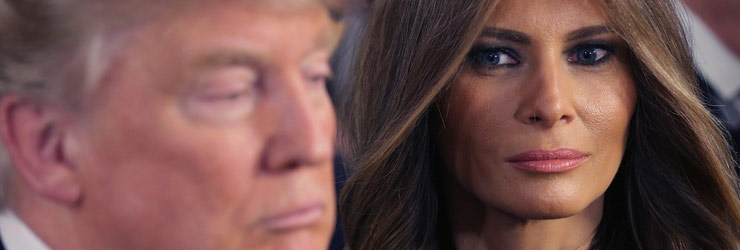 president donald j trump being glared at by his wife and first lady melania trump