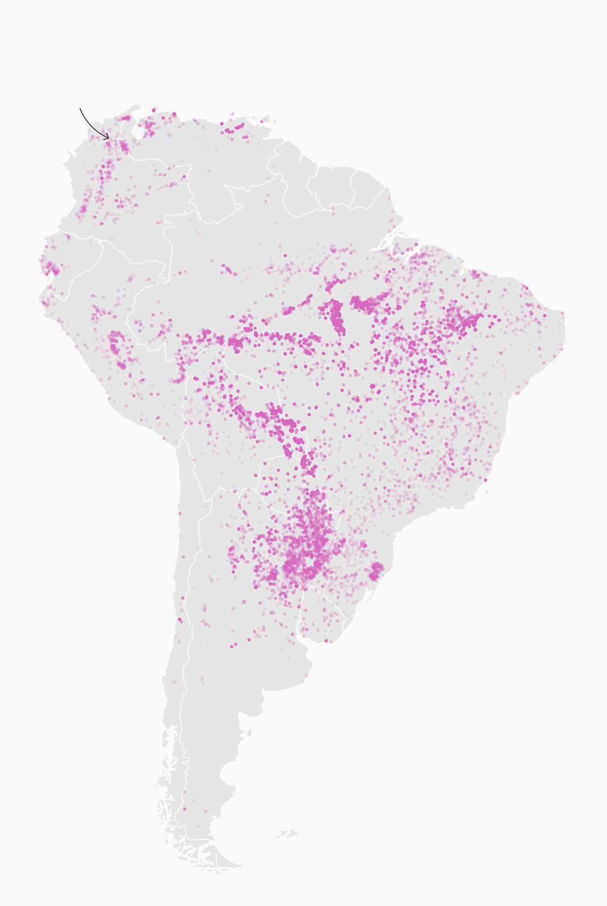 map of Brazil showing the increase in forest fires over the last year