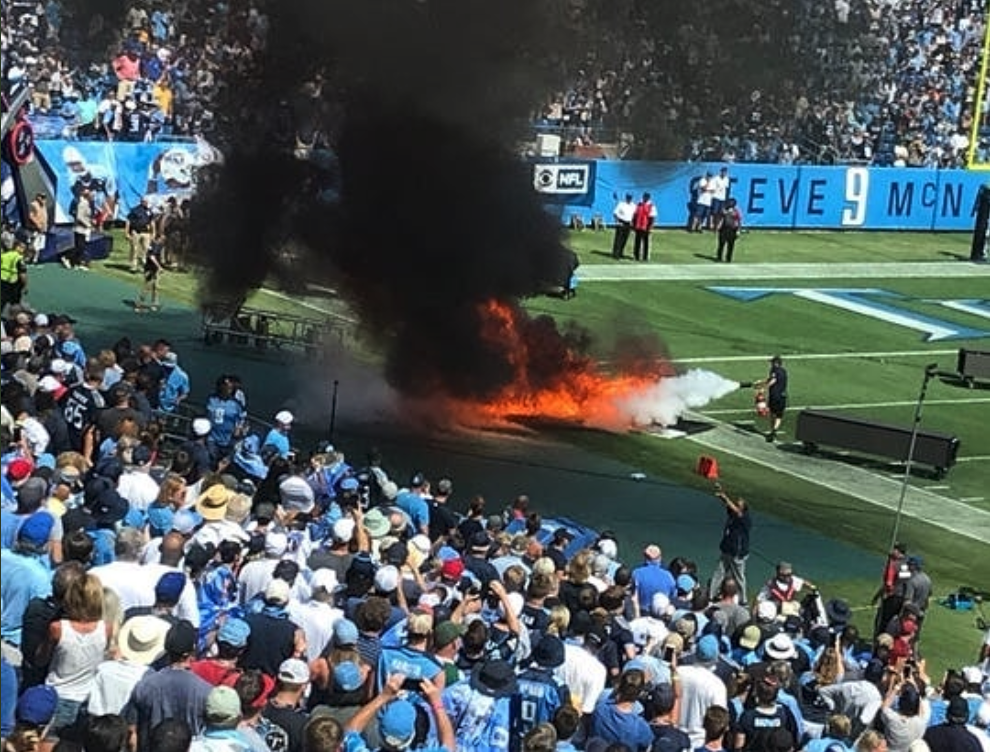 Speaker catches fire at Nissan Stadium before the Titans faced the Colts