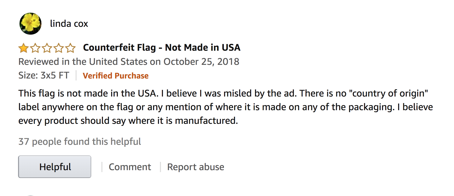 Flag Buyers of Amazon Don't Get What They Paid For Article eBaum's