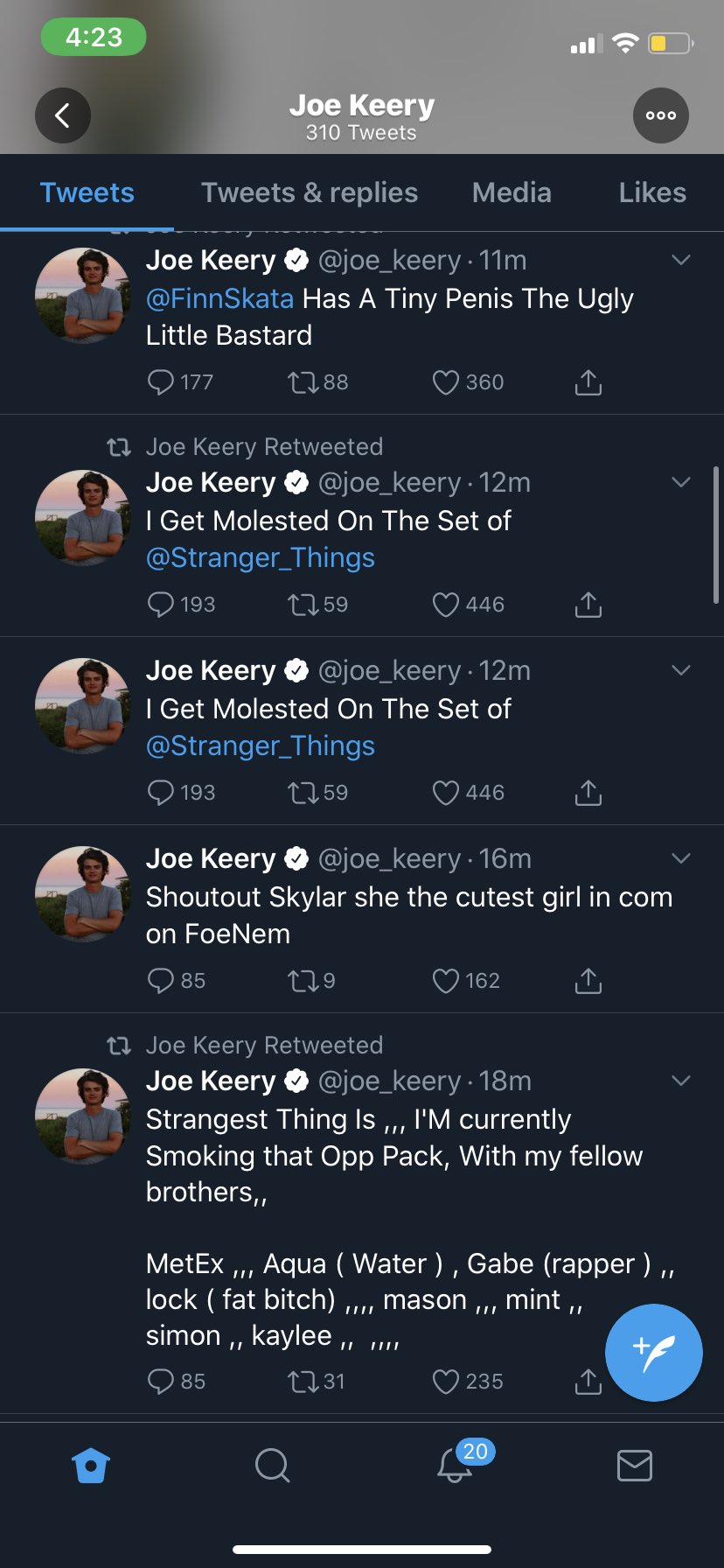 Joe Keery hacked tweet