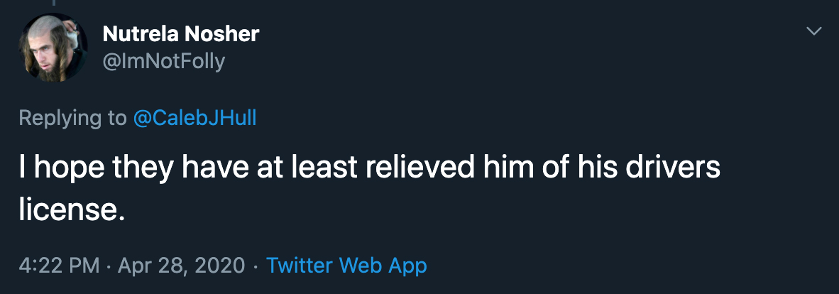 tweet about joe biden falling alseep - I hope they have at least relieved him of his drivers license.