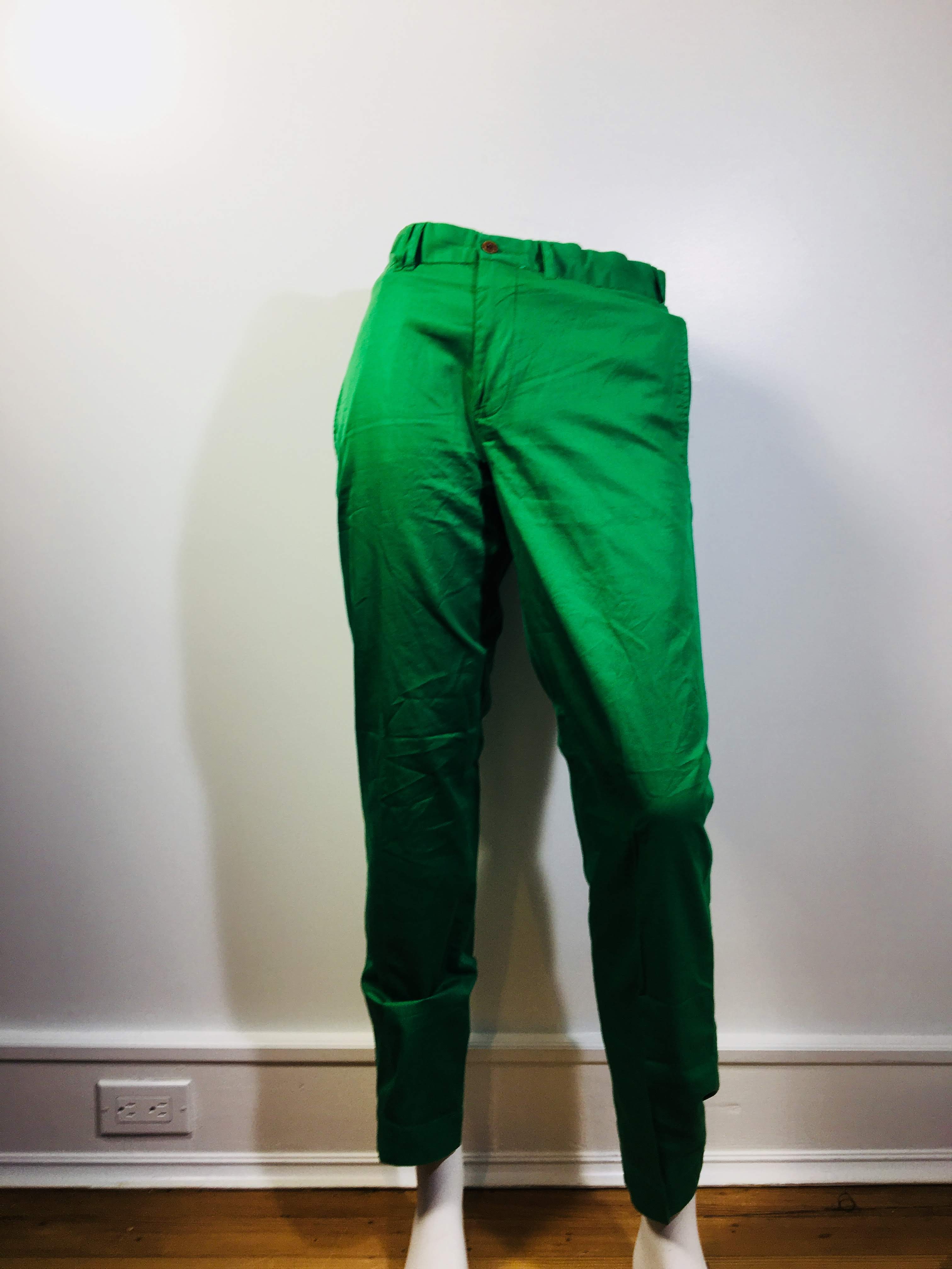 green straight leg pants