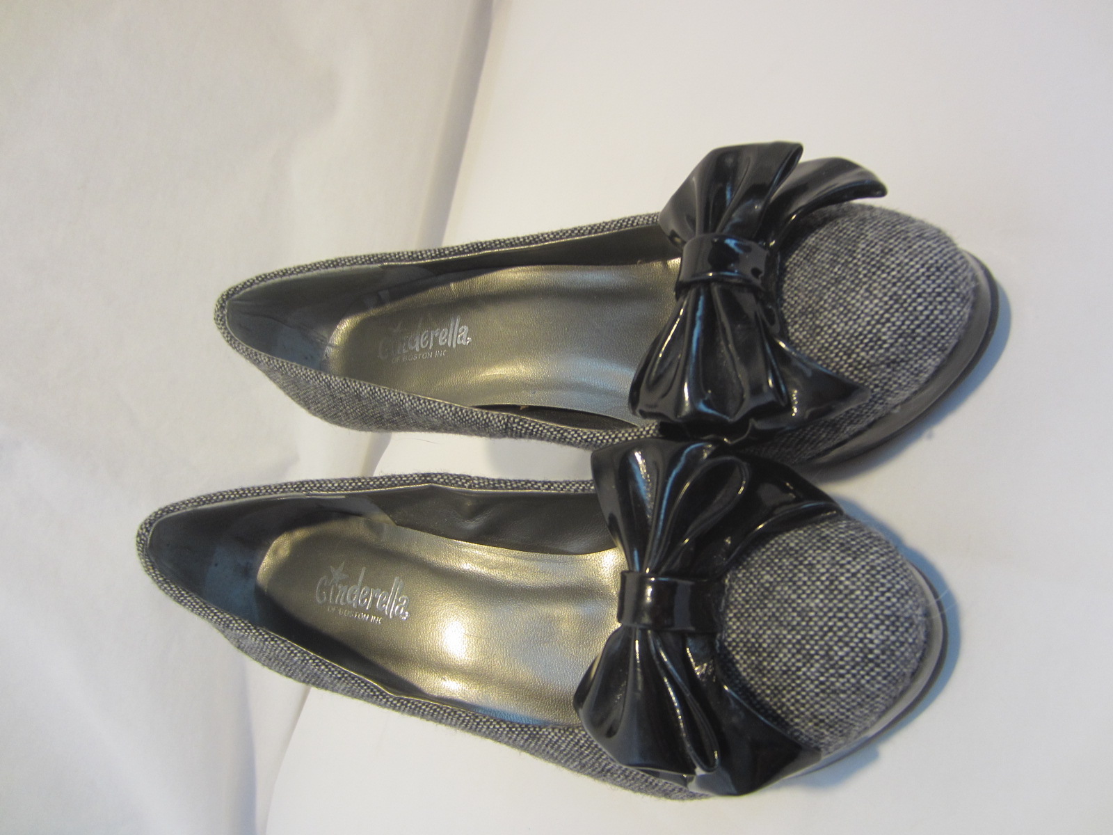 CINDERELLA BOSTON gray heather fabric black bow platform
