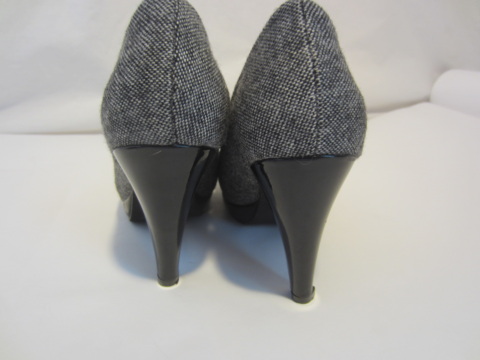 CINDERELLA BOSTON gray heather fabric black bow platform CINDERELLA BOSTON gray heather fabric black bow platform