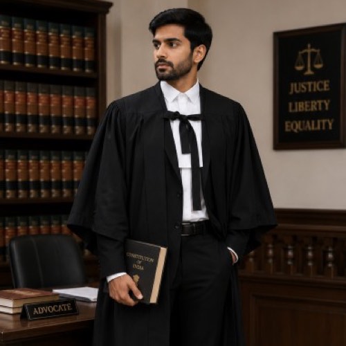 Advocate Gown for Men | Jet Black Premium Fabric