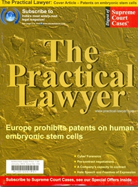 The Practical Lawyer [Cover Article - Patents on embryonic stem cells]