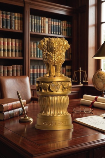 Ashoka - Lion Capital Sculpture (Gold)