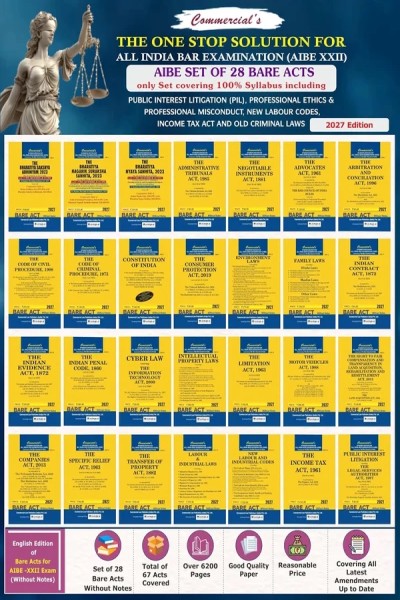 All India Bar Examination Bare Acts Without Short Notes | Bare Acts Combo Set of 28 Books for AIBE XXII | Covering Old & New Criminal Laws, New Labour Codes & Income Tax Act