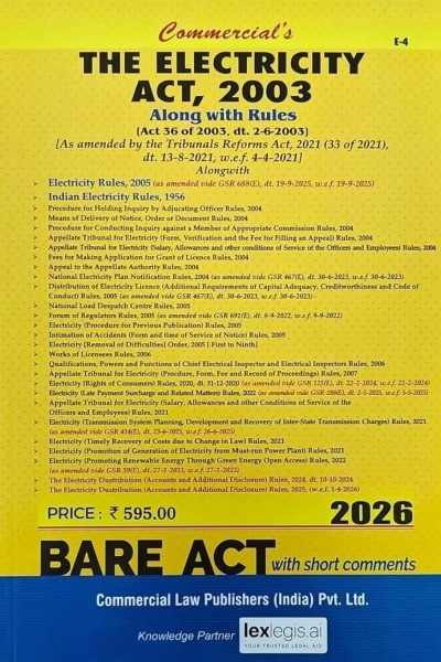 The Electricity Act, 2003 | Along with Electricity Rules 2005, as Amended vide GSR 688 (E), dated 19-9-2025, w.e.f. 19-9-2025