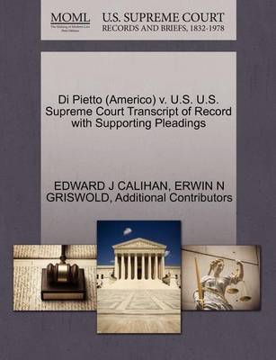 Di Pietto (Americo) V. U.S. U.S. Supreme Court Transcript of Record with Supporting Pleadings