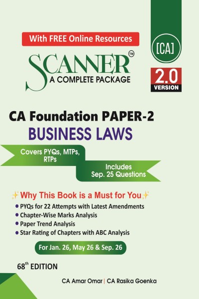 Scanner CA Foundation | Paper 2: Business Laws | For Jan 26, May 26 & Sep 26 Exams | Covers PYQs, MTPs, RTPs
