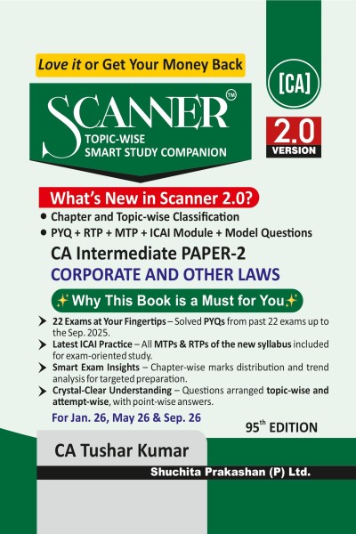 Scanner CA Intermediate | Paper 2: Corporate and Other Laws | For Jan 26, May 26 & Sep 26 Exams | Covers PYQs, MTPs, RTPs